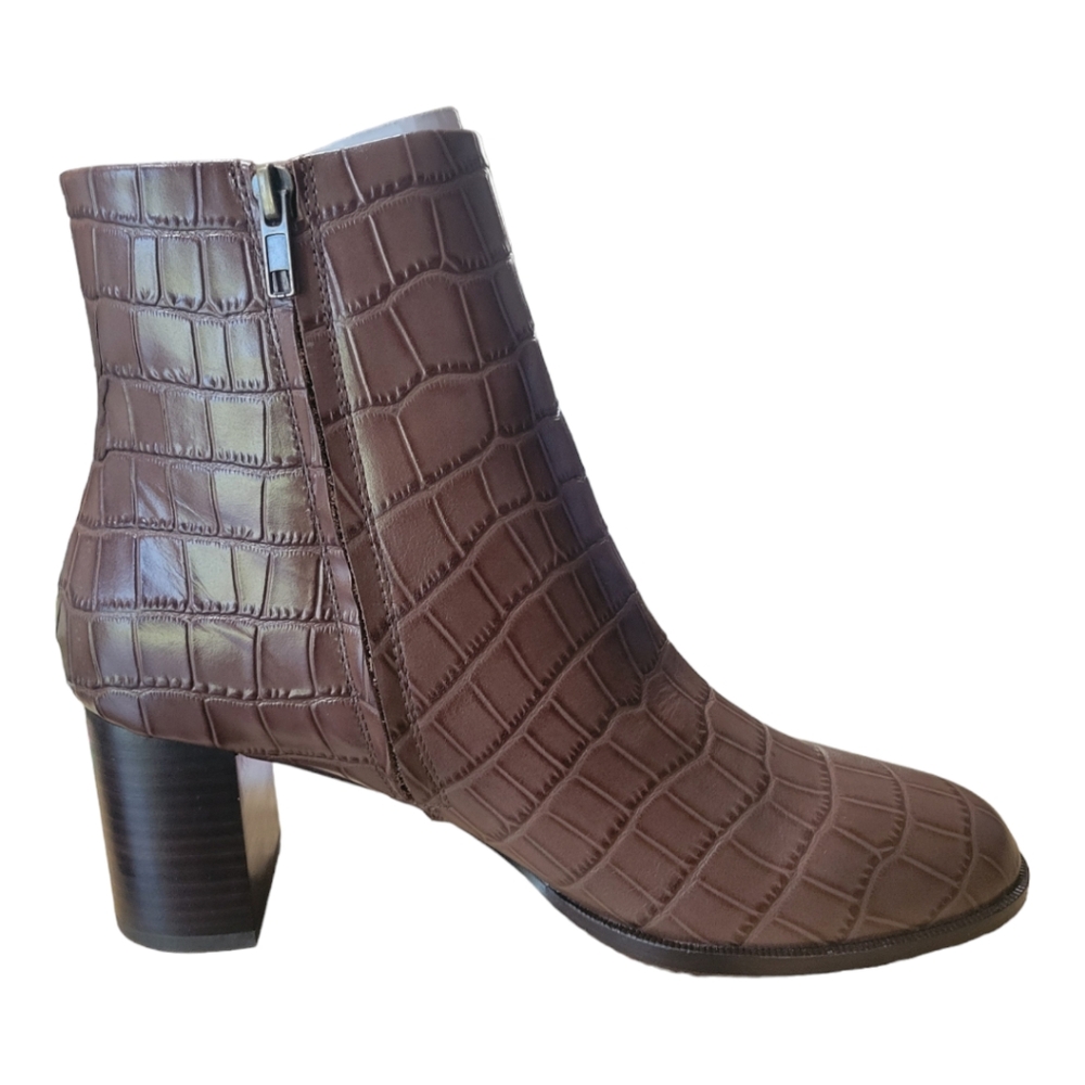 Madewell The Mira Side-Seam Ankle Boot in Croc Embossed‎ Leather Size 12